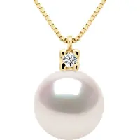 ATELIERS SAINT GERMAIN Halskette Schmuck Diamanten 0,03 cts – Echte Zuchtperle Akoya Japanisch zertifiziert rund 8–9 mm