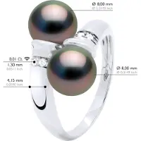 ATELIERS SAINT GERMAIN Ring You & Me, Diamanten 0,06 ct, 2 echte Tahiti-Zuchtperlen rund 8–9 mm – Weißgold