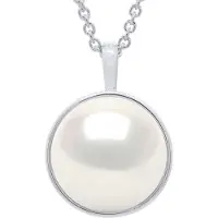 ATELIERS SAINT GERMAIN Halskette mit Perlenanhänger, Gelbgold-Umrandung, glatt – echte Süßwasser-Zuchtperle, Knopf 10–11 mm