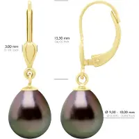 ATELIERS SAINT GERMAIN Ohrringe aus Gelbgold 375 und echten Tahiti-Zuchtperlen Birne 9-10 mm