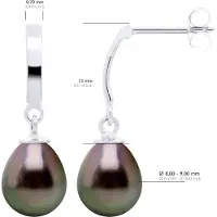ATELIERS SAINT GERMAIN Ohrringe Prestige Artikuliert aus Weißgold 375 und echten Tahiti-Zuchtperlen Birne 8-9 mm