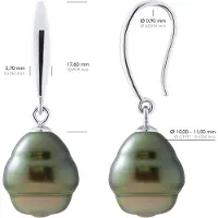 ATELIERS SAINT GERMAIN Ohrringe aus Silber 925 und echten Tahiti-Zuchtperlen, eingekreist 10-11 mm