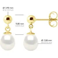 ATELIERS SAINT GERMAIN Ohrringe aus Gelbgold und echten Süßwasser-Zuchtperlen, Birne 7–8 mm
