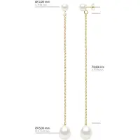 ATELIERS SAINT GERMAIN Doppelte Ohrringe aus Gelbgold – echte Süßwasser-Zuchtperlen, Knopf 5–6 mm + Birne 8–9 mm