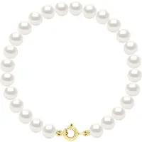ATELIERS SAINT GERMAIN Armband Gold – Reihe aus echten Süßwasserperlen, halbrund, 6–7 mm