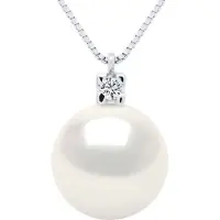 ATELIERS SAINT GERMAIN Halskette Schmuck 0,02 ct Weißgold und echte Süßwasser-Zuchtperle rund 10-11 mm