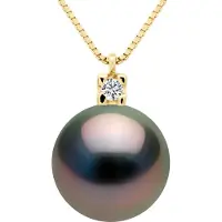 ATELIERS SAINT GERMAIN Halskette Schmuck Diamanten 0,03 cts – Echte Tahiti-Zuchtperle rund 9–10 mm