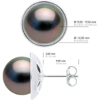 ATELIERS SAINT GERMAIN Ohrringe - Umgebung Sleek - Prestige - Weißgold 375 - Echte Tahiti-Zuchtperlen rund 9-10 mm