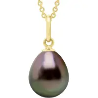 ATELIERS SAINT GERMAIN Anhänger Gelenkfaden Gelbgold 375 und echte Tahiti-Zuchtperle Birne 9-10 mm