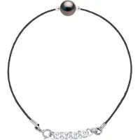 ATELIERS SAINT GERMAIN Armband Love Links aus gedrehtem Nylon in der Farbe SCHWARZ, verziert mit einer echten Tahiti-Zuchtperle, rund 8-9 mm
