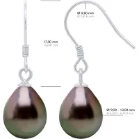 ATELIERS SAINT GERMAIN Ohrringe aus Silber 925 und echten Tahiti-Zuchtperlen Birne 9-10 mm
