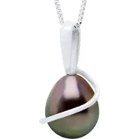 ATELIERS SAINT GERMAIN Perlenanhänger mit Retour-Weißgold 375 und echter Tahiti-Zuchtperle Birne 8-9 mm