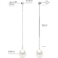 ATELIERS SAINT GERMAIN Ohrringe Prestige – Diamanten 0,02 ct – Qualität HSI – Weißgold – echte Süßwasser-Zuchtperlen Birne 9–10 mm