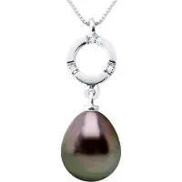 ATELIERS SAINT GERMAIN Anhängerschmuck 0,01 ct Weißgold 375 und echte Tahiti-Zuchtperle Birne 9-10 mm