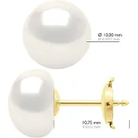 ATELIERS SAINT GERMAIN Ohrringe aus Gelbgold 375 und echten Süßwasser-Zuchtperlen, Knopfgröße 10–11 mm