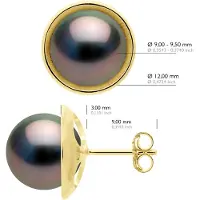 ATELIERS SAINT GERMAIN Ohrringe - Umgebung Sleek - Prestige - Gelbgold 375 - Echte Tahiti-Zuchtperlen rund 9-10 mm