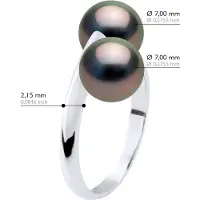 ATELIERS SAINT GERMAIN Ring You & Me – 2 echte Tahiti-Zuchtperlen rund 8–9 mm