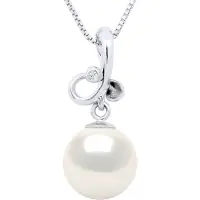 ATELIERS SAINT GERMAIN Anhänger TRIPLE KNOT Weißgold Diamant 0,010 cts – echte Süßwasser-Zuchtperle rund 9–10 mm