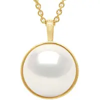 ATELIERS SAINT GERMAIN Halskette mit Perlenanhänger, Gelbgold-Umrandung, glatt – echte Süßwasser-Zuchtperle, Knopf 10–11 mm