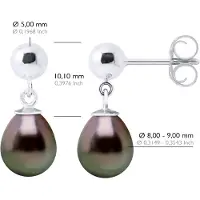 ATELIERS SAINT GERMAIN Ohrringe aus Silber 925 und echten Tahiti-Zuchtperlen Birne 8-9 mm
