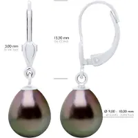 ATELIERS SAINT GERMAIN Ohrringe aus Weißgold 375 und echten Tahiti-Zuchtperlen Birne 9-10 mm