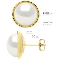 ATELIERS SAINT GERMAIN Ohrringe - Umgebung Sleek - Prestige - Gelbgold - Echte Süßwasser-Zuchtperlen Knopf 10-11 mm