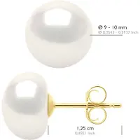 ATELIERS SAINT GERMAIN Ohrringe Gelbgold - Echte Süßwasser-Zuchtperlen Knopf 9-10 mm