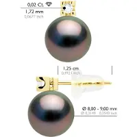 ATELIERS SAINT GERMAIN Ohrringe Prestige – Diamanten 0,04 ct – in Gelbgold 750 und echte Tahiti-Zuchtperlen rund 8–9 mm