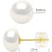ATELIERS SAINT GERMAIN Ohrringe aus Gelbgold – echte Süßwasser-Zuchtperlen, Knopf 8–9 mm