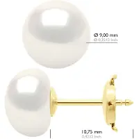 ATELIERS SAINT GERMAIN Ohrringe – Gelbgold – echte Süßwasser-Zuchtperlen, Knopf 9–10 mm