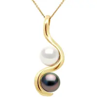 ATELIERS SAINT GERMAIN Anhänger You & Me – Gelbgold – 2 echte Zuchtperlen rund 8–9 mm