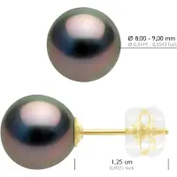 ATELIERS SAINT GERMAIN Ohrringe - Gelbgold 375 - Echte Tahiti-Zuchtperlen rund 8-9 mm