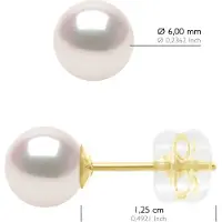 ATELIERS SAINT GERMAIN Ohrringe aus Gelbgold 750 und echten Akoya-Zuchtperlen, zertifiziert aus Japan, rund, 6–7 mm