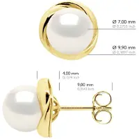ATELIERS SAINT GERMAIN Ohrringe aus Gelbgold – echte Süßwasser-Zuchtperlen rund 7–8 mm