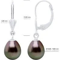 ATELIERS SAINT GERMAIN Ohrringe aus Silber 925 und echten Tahiti-Zuchtperlen Birne 8-9 mm
