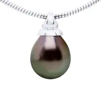 ATELIERS SAINT GERMAIN Halskette OMEGA echte Tahiti-Zuchtperle Birne 9-10 mm