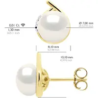 ATELIERS SAINT GERMAIN Ohrringe Umgebung Diamanten 0,03 ct Gelbgold – echte Süßwasser-Zuchtperlen Knopf 7–8 mm