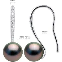 ATELIERS SAINT GERMAIN Ohrringe, echte Tahiti-Zuchtperlen, rund, 8–9 mm, mit kubischen Zirkonia