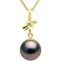 ATELIERS SAINT GERMAIN Anhänger KNOT - Gelbgold - Echte Tahiti-Zuchtperle rund 9-10 mm