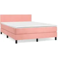 Syfax Boxspringbett mit Matratze Rosa 140x200 cm Samt