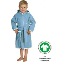 Wörner Kinderbademantel "Dinofamilie" 1 Stk. Biobaumwolle, mit Stickerei, mit Tasche