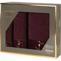 Eurofirany Set von Baumwolltüchern für ein Geschenk 3 Stcs Burgunderfarbe 550 g/M2 Gaja Eva Minge