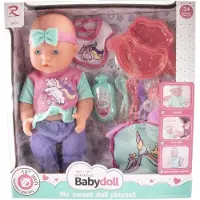 Merkloos Babypuppe für Kinder zum Spielen und Pflegen, 26 cm groß, inklusive Zubehörset