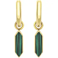 Breil - Modern gold-plated earrings with malachite Stylize TJ3659