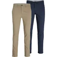 Jack & Jones 12180705, Chino, Erwachsener, Beige, Blau, Baumwolle, Elasthan, Nicht bleichen, Natürliche Trocknung