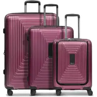 Redolz mit Laptopfach Essentials 14 Trolley Set 3-teilig ( S Exp. Front Pocket ) Aubergine Metallic violett 54cm