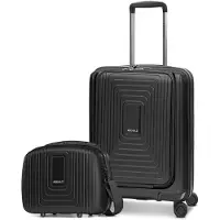 Redolz mit Laptopfach Essentials 14 Trolley With Front Pocket + Beauty Case Black Metallic schwarz 54cm