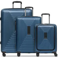 Redolz mit Laptopfach Essentials 14 Trolley Set 3-teilig ( S Exp. Front Pocket ) Dark Blue Metallic dunkelblau 54cm