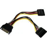 StarTech.com 15cm SATA Y-Stromkabel - S-ATA Splitter Verteilerkabel, 0,15 m, SATA 15-Pin, 2 x SATA 15-Pin, Männlich, Weiblich, Gerade
