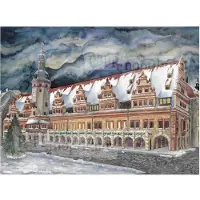 Pappnoptikum Nostalgischer Adventskalender Leipzig Altes Rathaus Aquarell